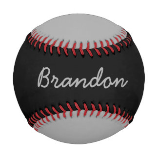 Add Name Custom Grey and Black Baseball