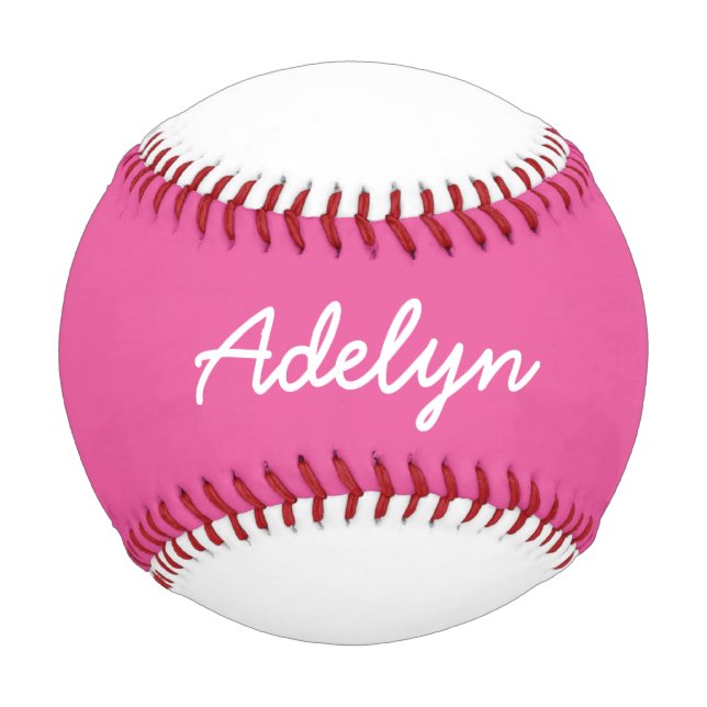Add Name Custom White and Pink Baseball (Front)