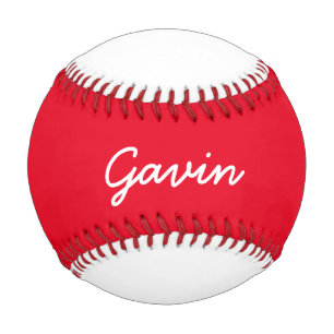Add Name Custom White and Red Baseball