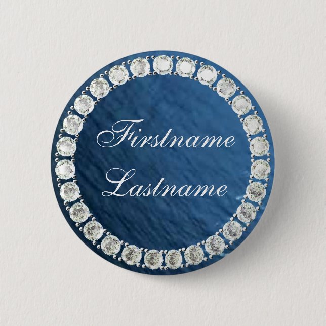 Add name-customisable diamond 6 cm round badge (Front)