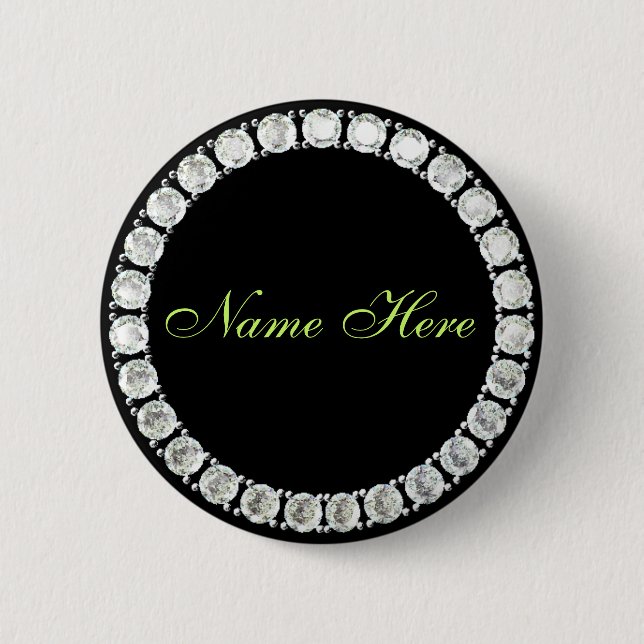 Add name-customisable diamond 6 cm round badge (Front)