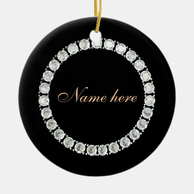 Add name-customisable diamond ceramic tree decoration (Front)