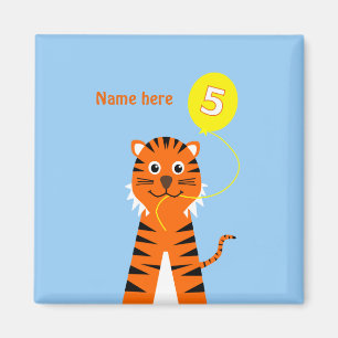 Add name cute 5th birthday tiger magnet