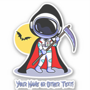 Add Name Cute Astronaut Grim Reaper with Sickle