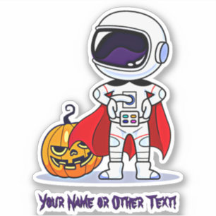 Add Name Cute Astronaut Standing with Pumpkin
