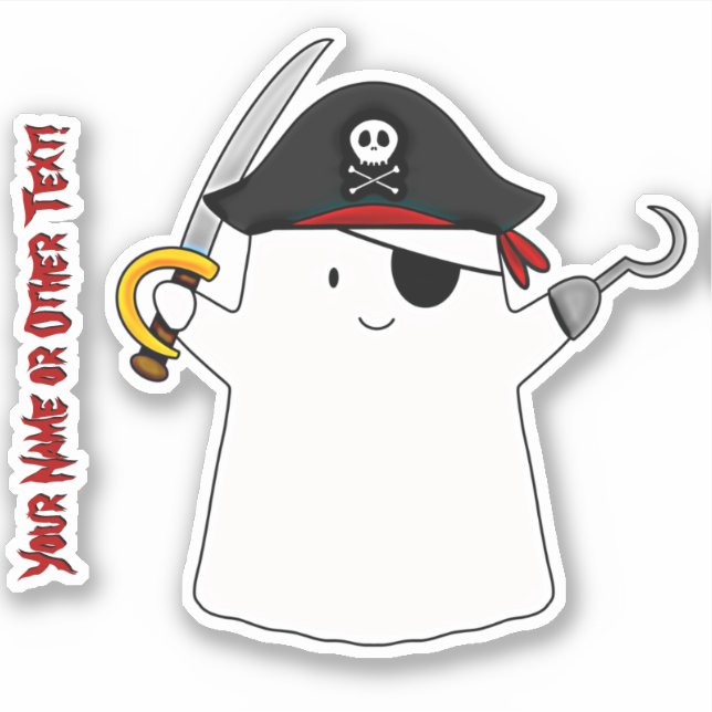 Add Name Cute Ghost Pirate Costume Disguise Sword  (Front)