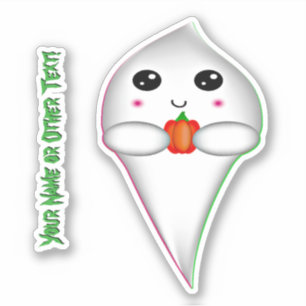 Add Name, Cute Halloween Pumpkin Ghost Pink Green