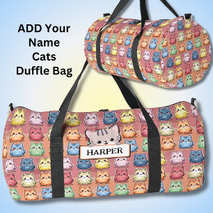 Add Name, Cute Kawaii Cats  Duffle Bag