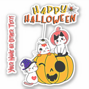 Add Name, Cute Kittens Pumpkin Spiders Web Pink   