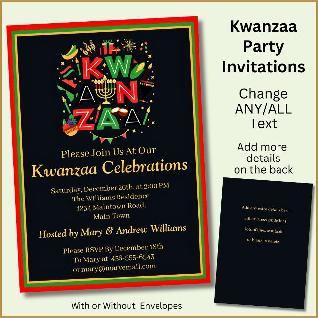 Add Name Date Details  Kwanzaa 7 Candles Party Invitation (Creator Uploaded)