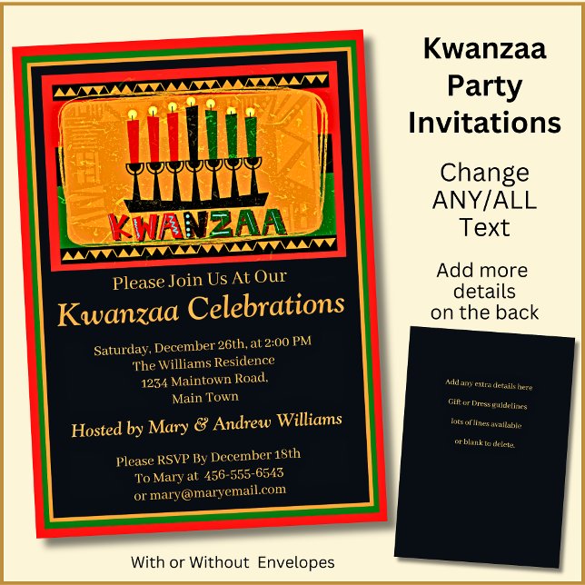 Add Name Date Details Kwanzaa Candles Party Invitation (Creator Uploaded)