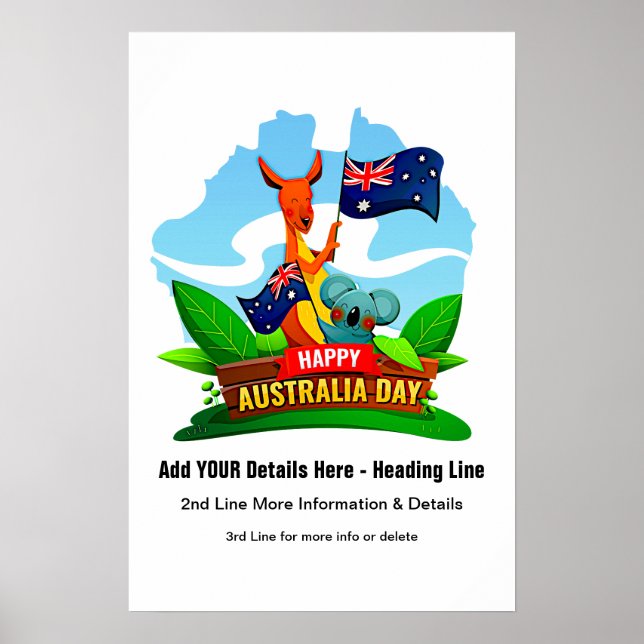 Add NAME Details - Australia Day Information 1  Poster (Front)