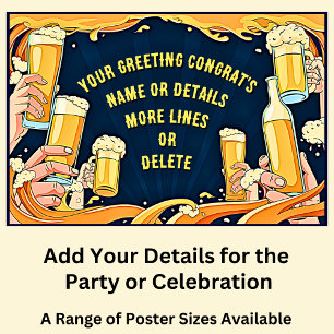 Add NAME Details Congratulations Birthday Beer Poster