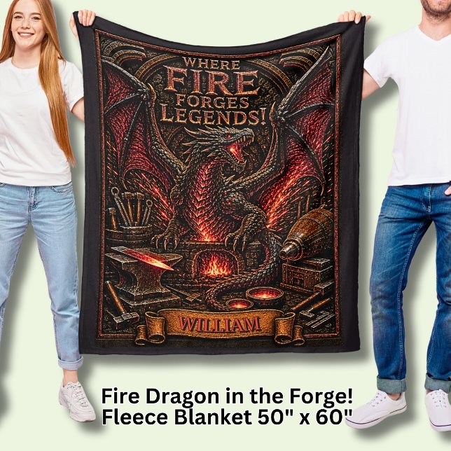Add Name Dragon in Blacksmith Forge  Fleece Blanket (Creator Uploaded)