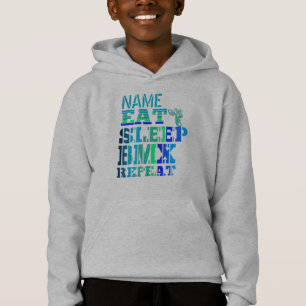 Add Name Eat Sleep BMX Repeat Blue Text Bike Rider