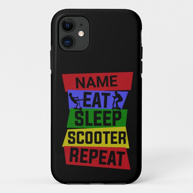 Add Name Eat Sleep Scooter Repeat   Case-Mate iPhone Case (Back)