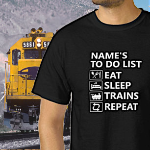 Add Name Eat Sleep Train Repeat Steam Train T-Shirt