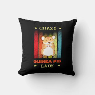 Add Name Edit Text Crazy Guinea Pig Lady Cushion