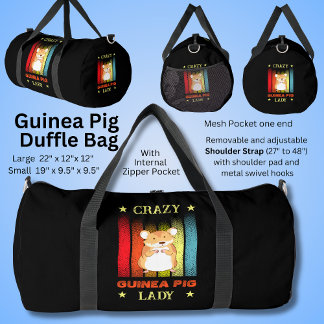 Add Name Edit Text, Crazy Guinea Pig Lady Duffle Bag