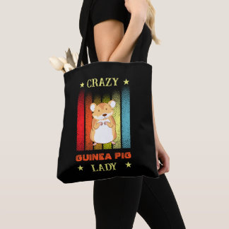 Add Name Edit Text Crazy Guinea Pig Lady Tote Bag