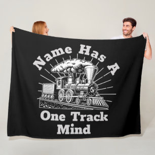 Add Name Edit Text, Has One Track Mind Steam Train Fleece Blanket
