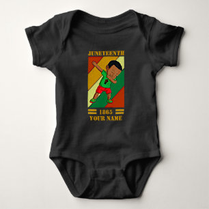 Add Name Edit Text Juneteenth Kid Dabbing Melanin  Baby Bodysuit