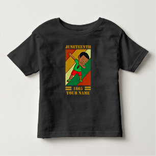 Add Name Edit Text Juneteenth Kid Dabbing Melanin  Toddler T-Shirt