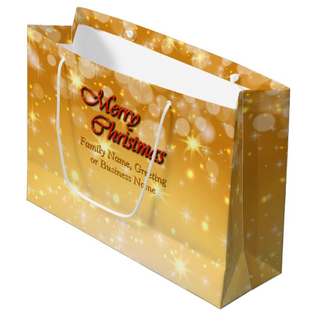 Add Name Edit Text Matching Christmas Large Gift Bag (Front Angled)