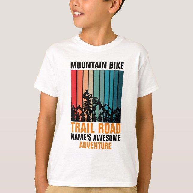 Add Name Edit Text Mountain Bike Trail Adventure T-Shirt (Front)