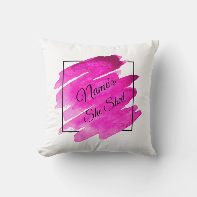 Add Name Edit Text She Shed Mauve Brush Stroke Cushion (Front)