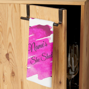 Add Name Edit Text She Shed Mauve Brush Stroke     Tea Towel