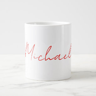 Add Name Elegant Creative Callgraphy Red White Large Coffee Mug