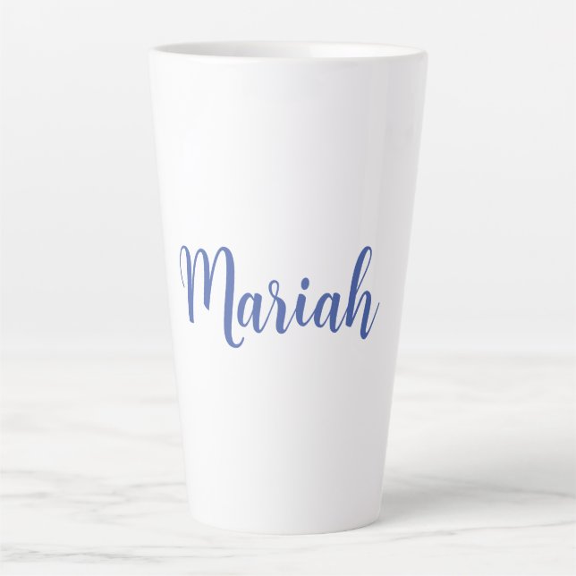 Add Name Elegant Creative Classical Blue White Latte Mug (Front)