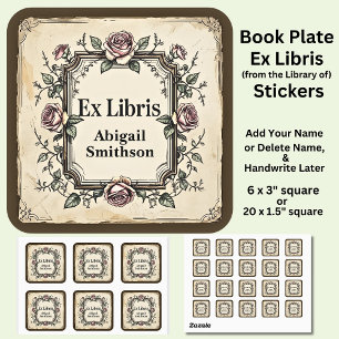 Add Name Ex Libris Book Owner Square Sticker