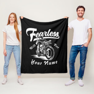Add Name Fearless Wild Free Motorcycle Fleece Blanket