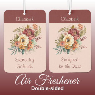 Add name for introverts solitude floral pink car air freshener
