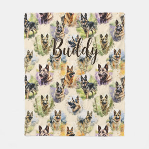 Add Name, German Shepherd Fleece Blanket