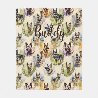 Add Name, German Shepherd  Fleece Blanket