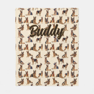 Add Name, German Shepherd  Fleece Blanket