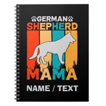 Add Name German Shepherd MAMA, Blue Brown on Black
