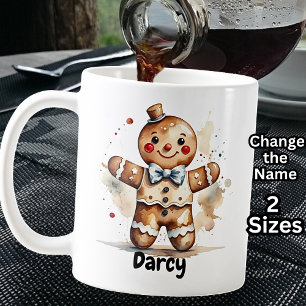 Add Name, Gingerbread Man for Christmas Coffee Mug