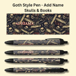 Add Name, Goth Gothic Books & Skulls on Black Pen<br><div class="desc">Add the Name,    Change to your own details. See my store for lots more great Pens</div>