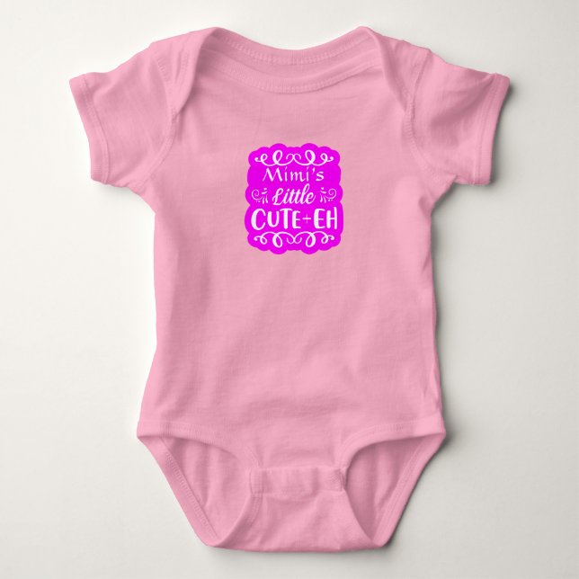 Add Name Grandma's Little Cute-eh Pink Girl  Baby  Bodysuit (Front)