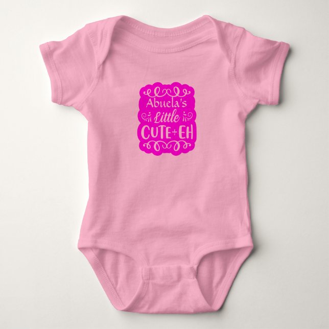 Add Name Grandma's Little Cute-eh Pink Girl  Baby Bodysuit (Front)
