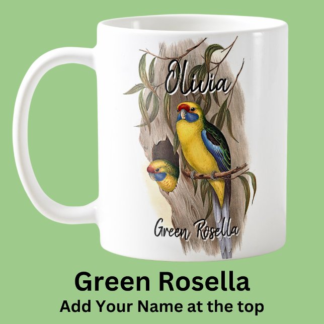 Add Name Green Rosella Australian Bird Animal  Coffee Mug (Creator Uploaded)