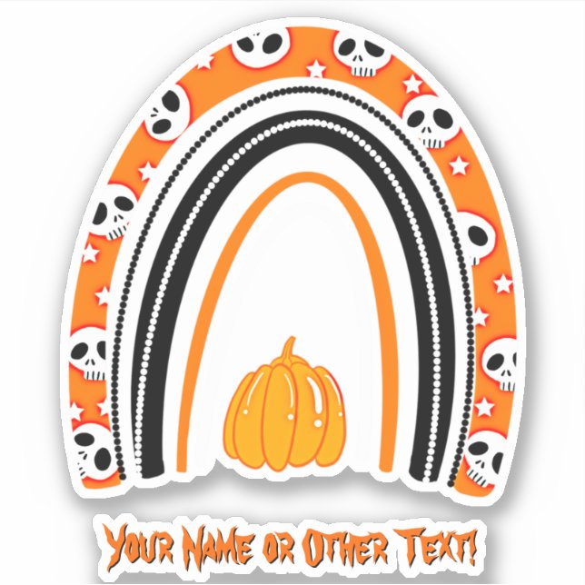 Add Name, Halloween Rainbow Skulls Pumpkin orange  (Front)