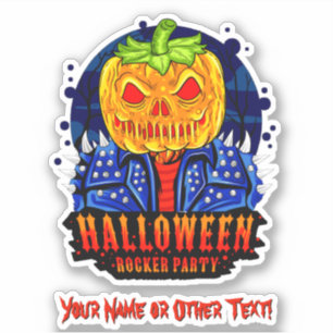 Add Name, Halloween Rocker Party Pumpkin Head