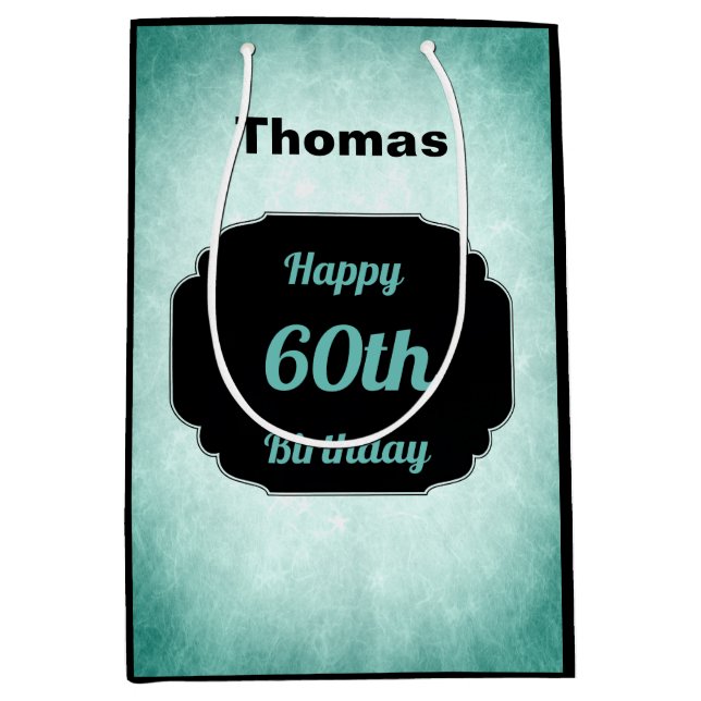 Add name Happy 60th birthday Medium Gift Bag (Front)