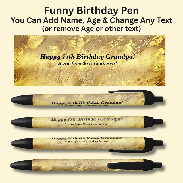 Add Name, Happy Birthday & from Grandkids Black Ink Pen (Creator Uploaded)