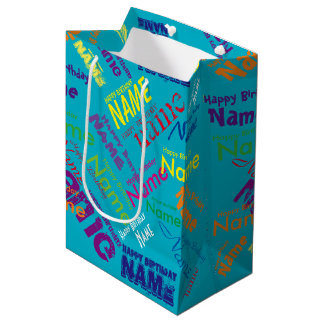Add Name, Happy Birthday Medium Gift Bag